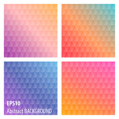 Set abstract colored  triangles backgrounds.
