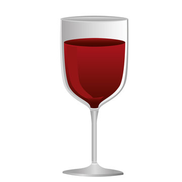 colorful silhouette of glass of wine with red wine vector illustration
