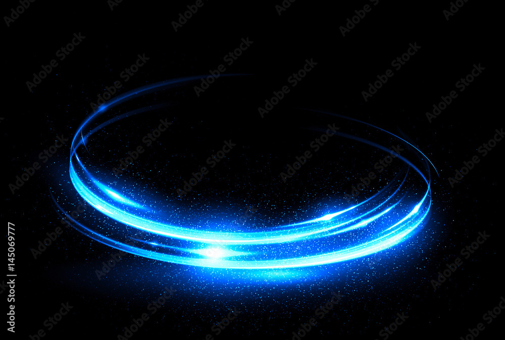 Wall mural glow effect. ribbon glint. abstract rotational border lines. power energy. led glare tape. .luminous