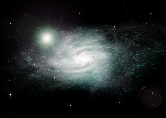 Stars, dust and gas nebula in a far galaxy