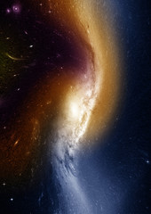 Stars, dust and gas nebula in a far galaxy