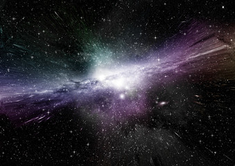 Stars, dust and gas nebula in a far galaxy