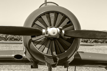 Propeller close-up on an old  plane