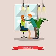 Piercing concept vector illustration in flat style