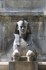 Fototapeta na wymiar Sphinx statue in Fontaine du Palmier. Paris, France
