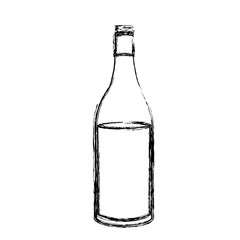 monochrome sketch silhouette with bottle of wine side back vector illustration
