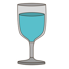 colorful silhouette of glass of wine with water and delineated vector illustration