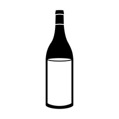 black silhouette with bottle of wine without label vector illustration
