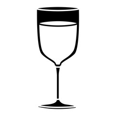 black silhouette of glass cup of champagne vector illustration