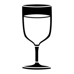 black silhouette of glass cup of champagne in closeup vector illustration