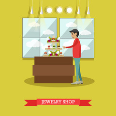 Jewelry shop concept vector illustration in flat style