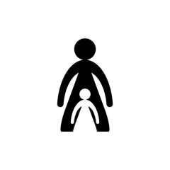 Pictogram mother with daughter icon. Black icon on white background.