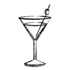 monochrome sketch silhouette of drink cocktail glass vermouth vector illustration