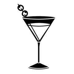black silhouette of drink cocktail glass vermouth vector illustration