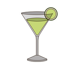 light coloured silhouette of drink cocktail glass vermouth with slice of lemon vector illustration