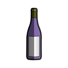 light coloured silhouette with bottle of purple wine with half shadow vector illustration