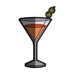 light coloured silhouette of drink cocktail glass vermouth with half shadow vector illustration