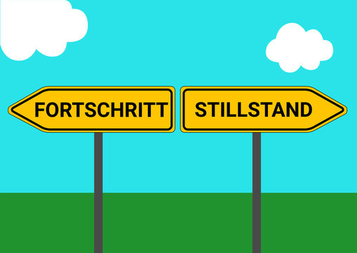 Wegweiser Fortschritt Stillstand