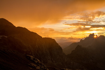 Obraz premium Sonnenuntergang am Dachstein, Austria