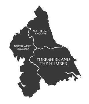 North East and North West England - Yorkshire and the Humber Map UK illustration
