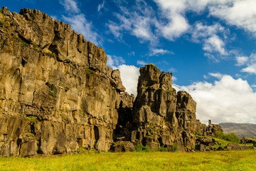 Fototapeta na wymiar Felswand im Nationalpark Thingvellir in Island