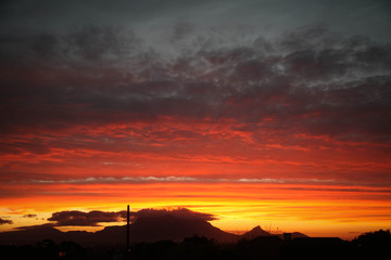 fiery sunset table mountain cape town