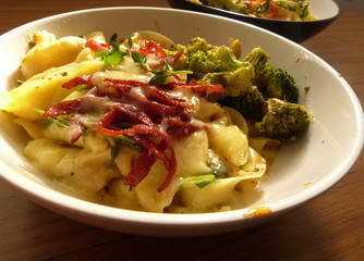 dumplings chorizo and broccoli