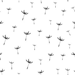 Seamless texture pattern dandelion fluff on a white background, vector illustration
