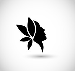 Woman face- flower logo icon vector