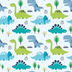  Vector illustratie naadloos patroon met dinosaurussen © sararoom