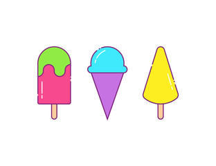 Ice cream icon set in line style.