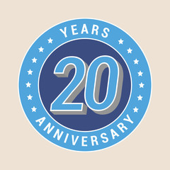 20 years anniversary vector icon, emblem