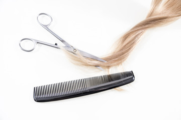 Vintage tools of barber shop on white