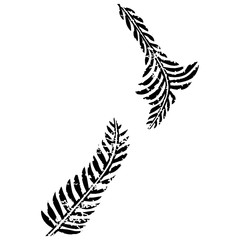 New Zealand Map in black fern © Rangkong