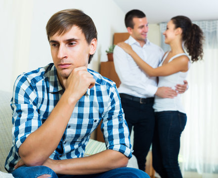 Ex-lover watching girlfriend leaving him