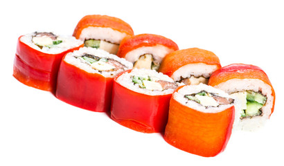 Japanese cuisine. Maki sushi isolated on white