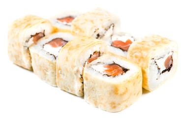 Japanese cuisine. Maki sushi isolated on white