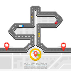 Road direction, Paved path on the road, Direction location road, Road arrow point, Vector background