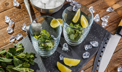 Ingredients for refreshing mojito cocktail