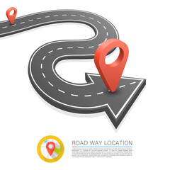 Paved path on the road, Road arrow location, Vector background