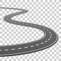 The road goes into the horizon, road on a transparent background, Vector illustration