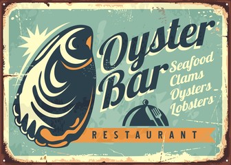 Oyster bar creative retro sign design template © lukeruk