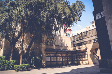 cairo, egypt, april 15, 2017: view of garden with old building at bayt al-suhaymi