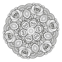 Vector abstract black and white mandala pattern.