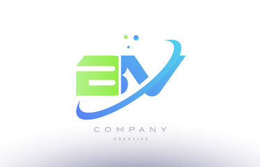 bv b v alphabet green blue swoosh letter logo icon design