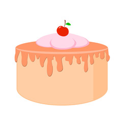 Simple cake with cherry. Vector illustration.