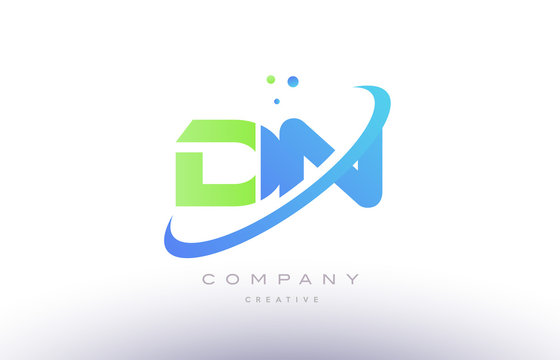 dn d n alphabet green blue swoosh letter logo icon design