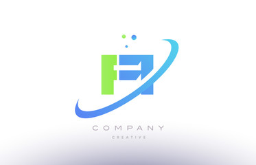 fi f i alphabet green blue swoosh letter logo icon design