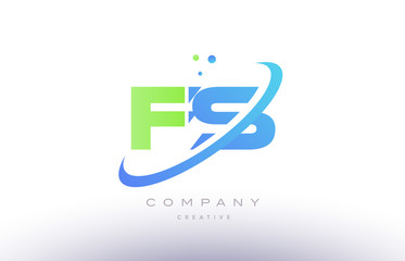 fs f s alphabet green blue swoosh letter logo icon design