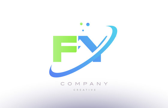 fy f y alphabet green blue swoosh letter logo icon design